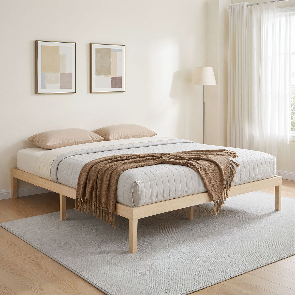 Artiss Bed Frame King Size Wooden Base Mattress Platform Timber Pine BRUNO-Furniture > Bedroom-PEROZ Accessories