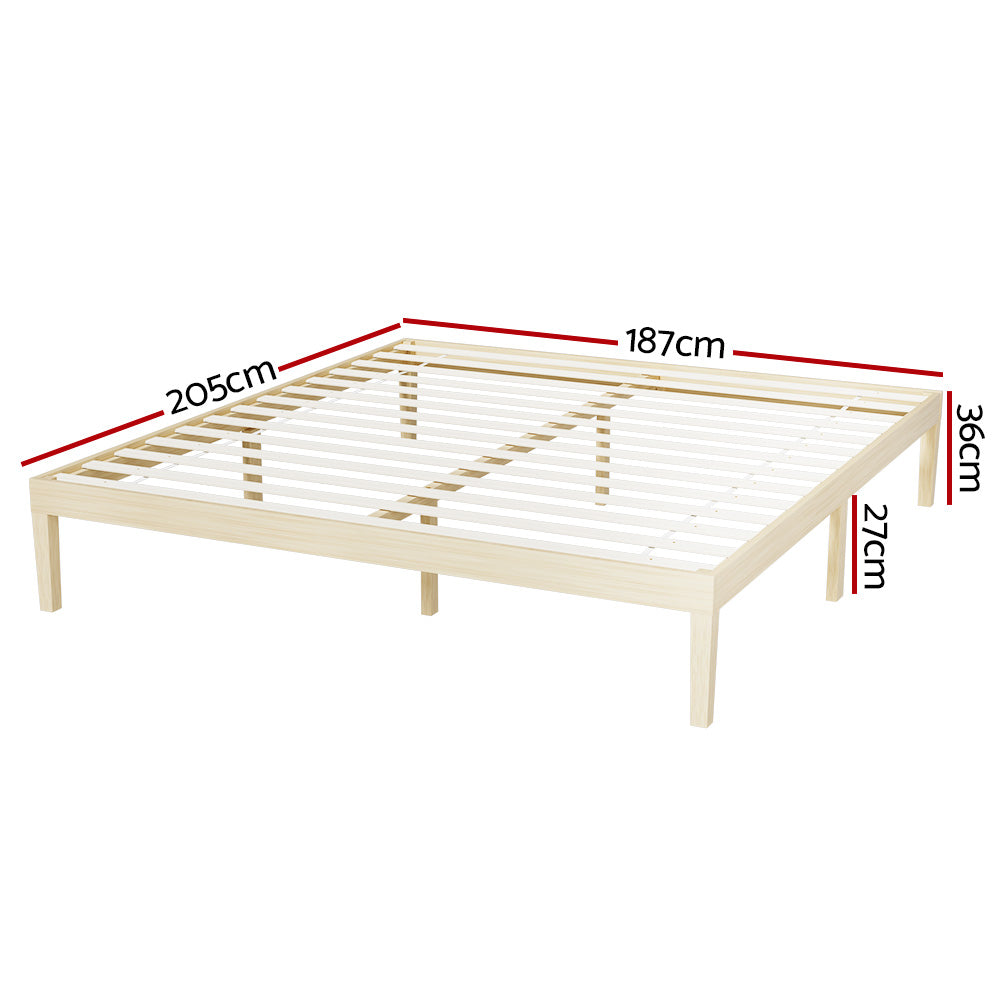 Artiss Bed Frame King Size Wooden Base Mattress Platform Timber Pine BRUNO-Furniture &gt; Bedroom-PEROZ Accessories