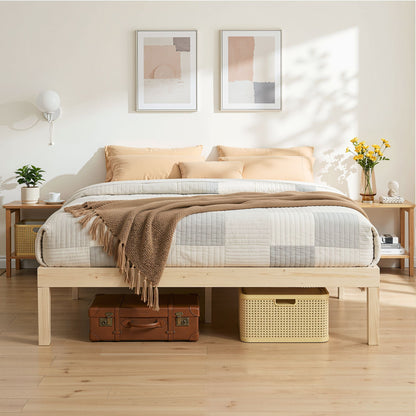 Artiss Bed Frame Queen Size Wooden Base Mattress Platform Timber Pine BRUNO-Furniture > Bedroom-PEROZ Accessories