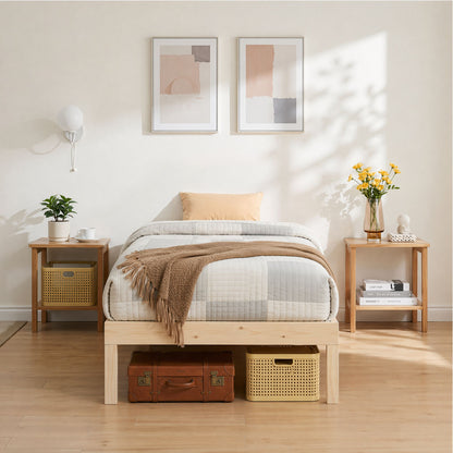 Artiss Bed Frame Single Size Wooden Base Mattress Platform Timber Pine BRUNO-Furniture > Bedroom-PEROZ Accessories