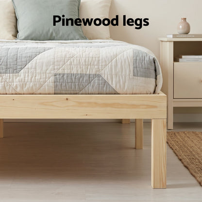 Artiss Bed Frame Single Size Wooden Base Mattress Platform Timber Pine BRUNO-Furniture > Bedroom-PEROZ Accessories