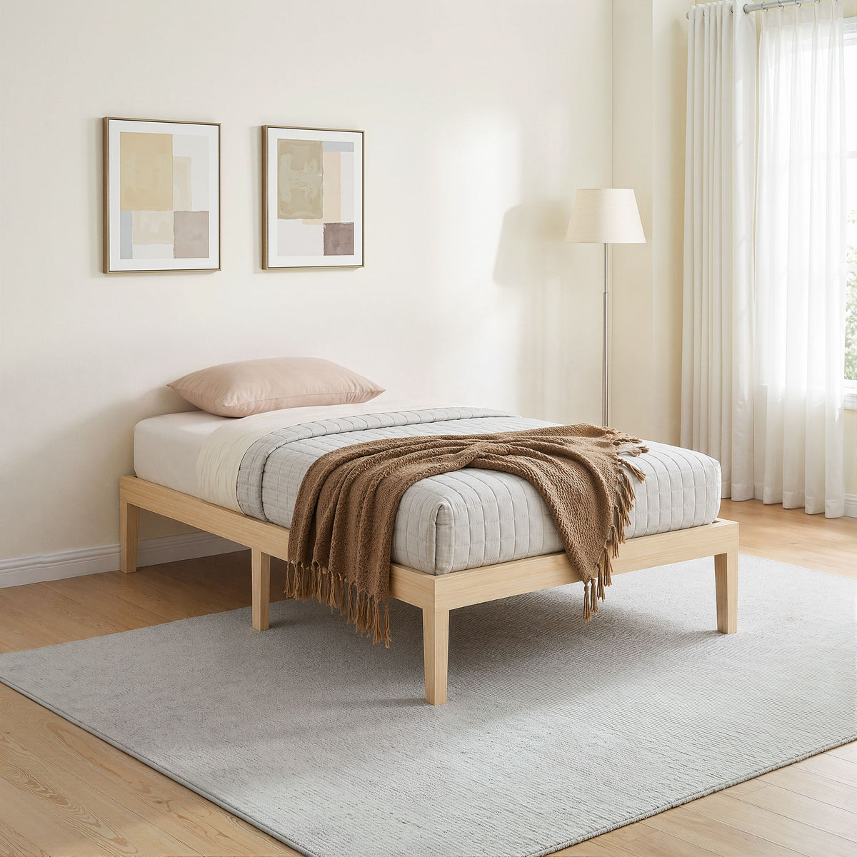 Artiss Bed Frame Single Size Wooden Base Mattress Platform Timber Pine BRUNO-Furniture > Bedroom-PEROZ Accessories