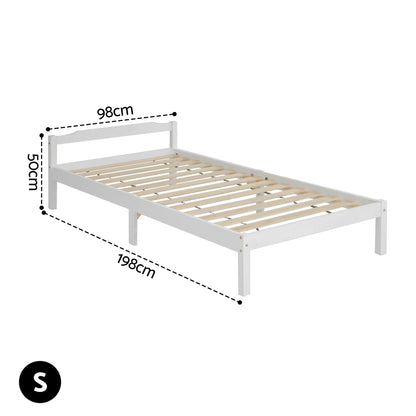 Artiss Bed Frame Single Size Wooden Mattress Base Timber Platform White-Furniture > Bedroom-PEROZ Accessories