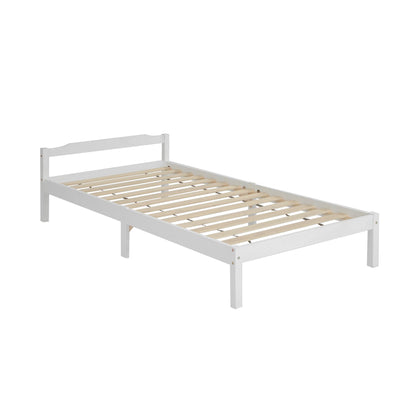 Artiss Bed Frame Single Size Wooden Mattress Base Timber Platform White-Furniture > Bedroom-PEROZ Accessories