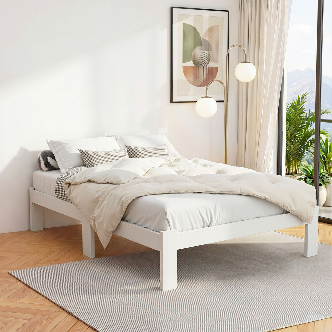 Artiss Bed Frame Double Size Wooden Bed Base JADE Timber Foundation Mattress-Bed Frames-PEROZ Accessories