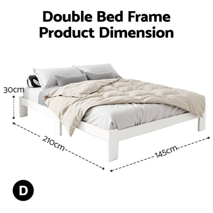 Artiss Bed Frame Double Size Wooden Bed Base JADE Timber Foundation Mattress-Bed Frames-PEROZ Accessories