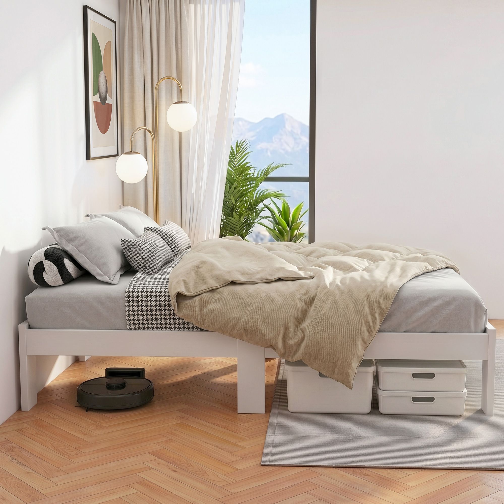 Artiss Bed Frame Double Size Wooden Bed Base JADE Timber Foundation Mattress-Bed Frames-PEROZ Accessories