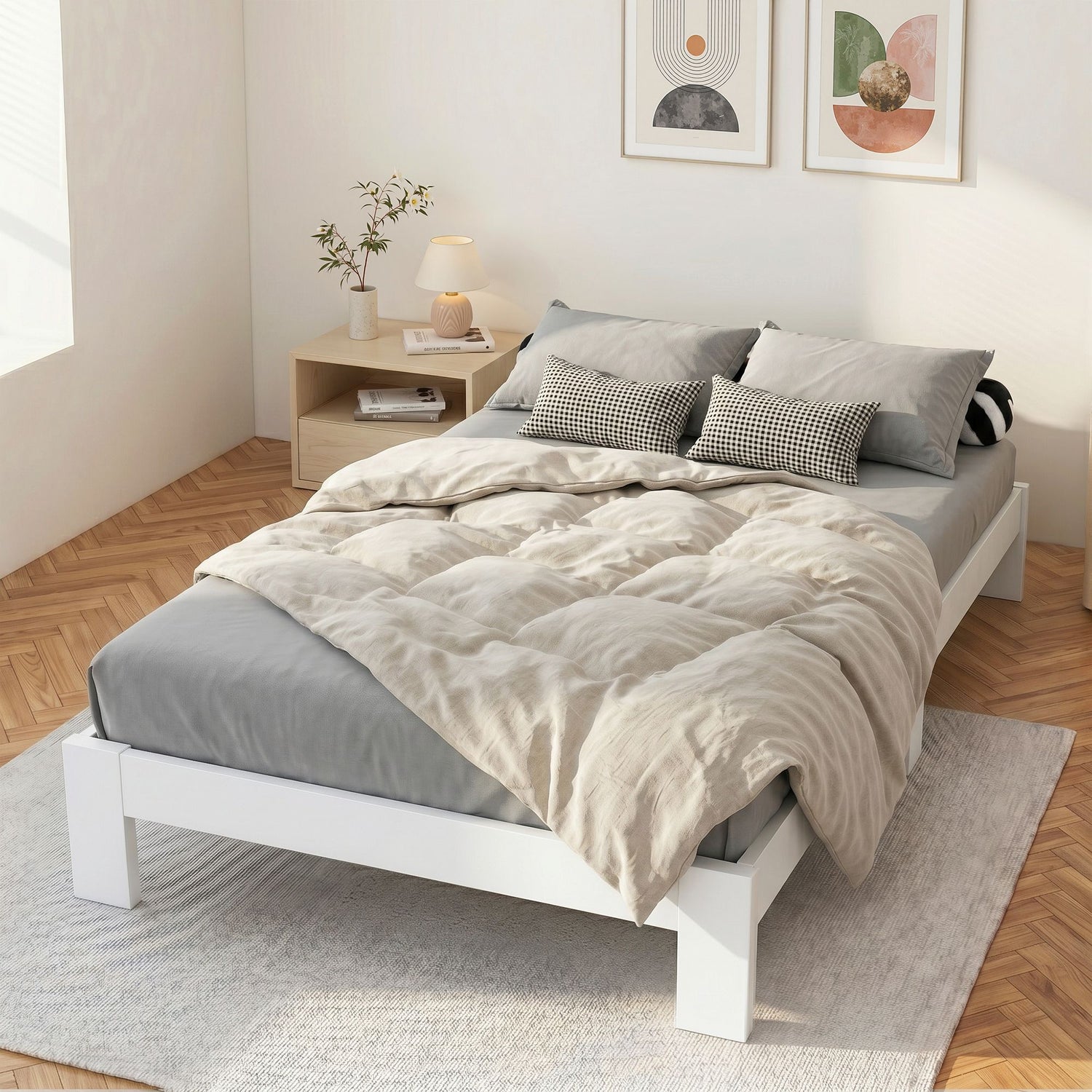 Artiss Bed Frame Double Size Wooden Bed Base JADE Timber Foundation Mattress-Bed Frames-PEROZ Accessories