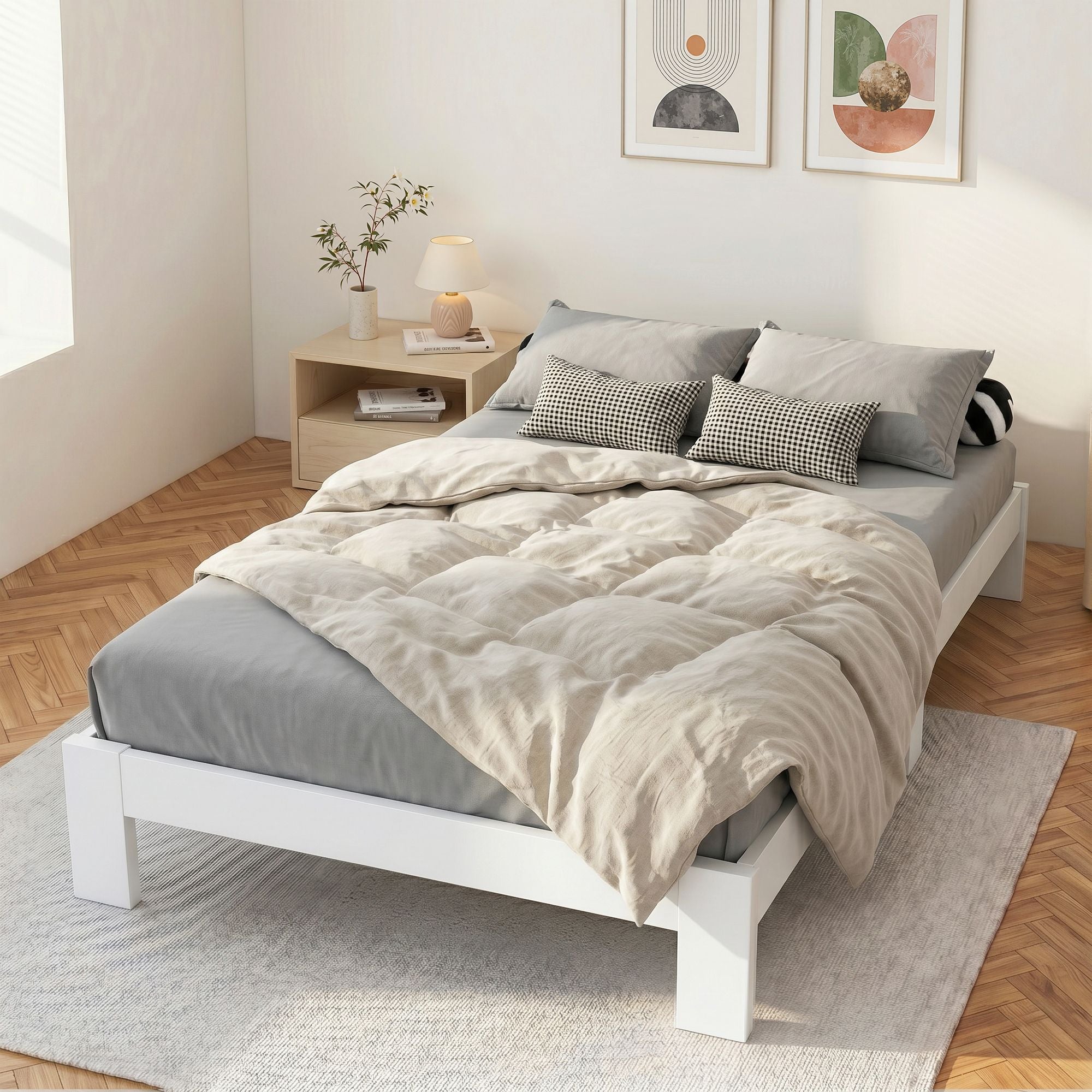 Artiss Bed Frame Double Size Wooden Bed Base JADE Timber Foundation Mattress-Bed Frames-PEROZ Accessories
