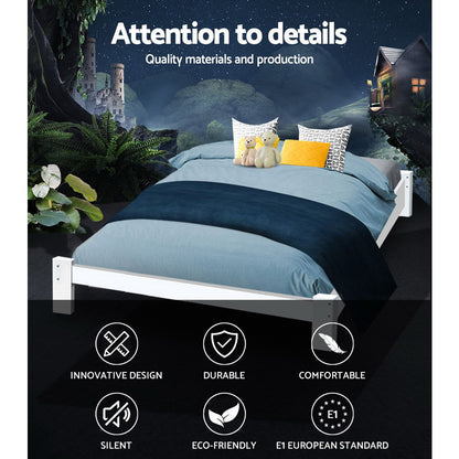 Artiss Bed Frame Double Size Wooden Bed Base JADE Timber Foundation Mattress-Bed Frames-PEROZ Accessories
