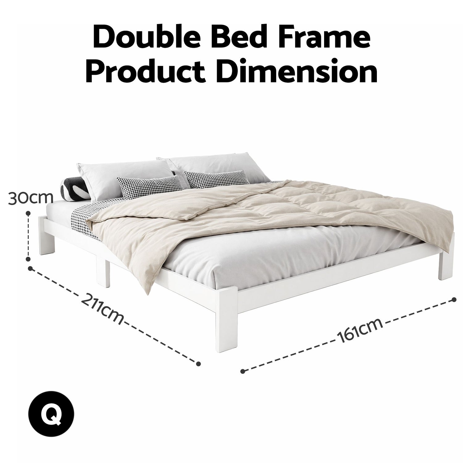 Artiss Bed Frame Queen Wooden Bed Base Frame Size Timber Mattress Platform-Bed Frames-PEROZ Accessories