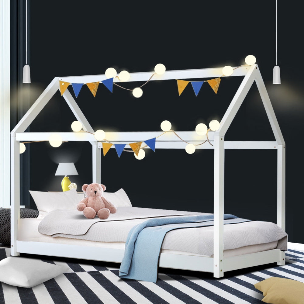 Artiss Wooden Bed Frame Single Size Mattress Base Pine Timber Platform White-Bed Frames-PEROZ Accessories