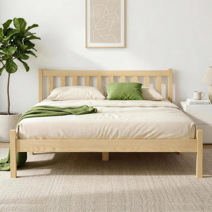 Artiss Bed Frame Wooden Double Size Bed Base Pine Timber Mattress Foundation Oak-Bed Frames-PEROZ Accessories