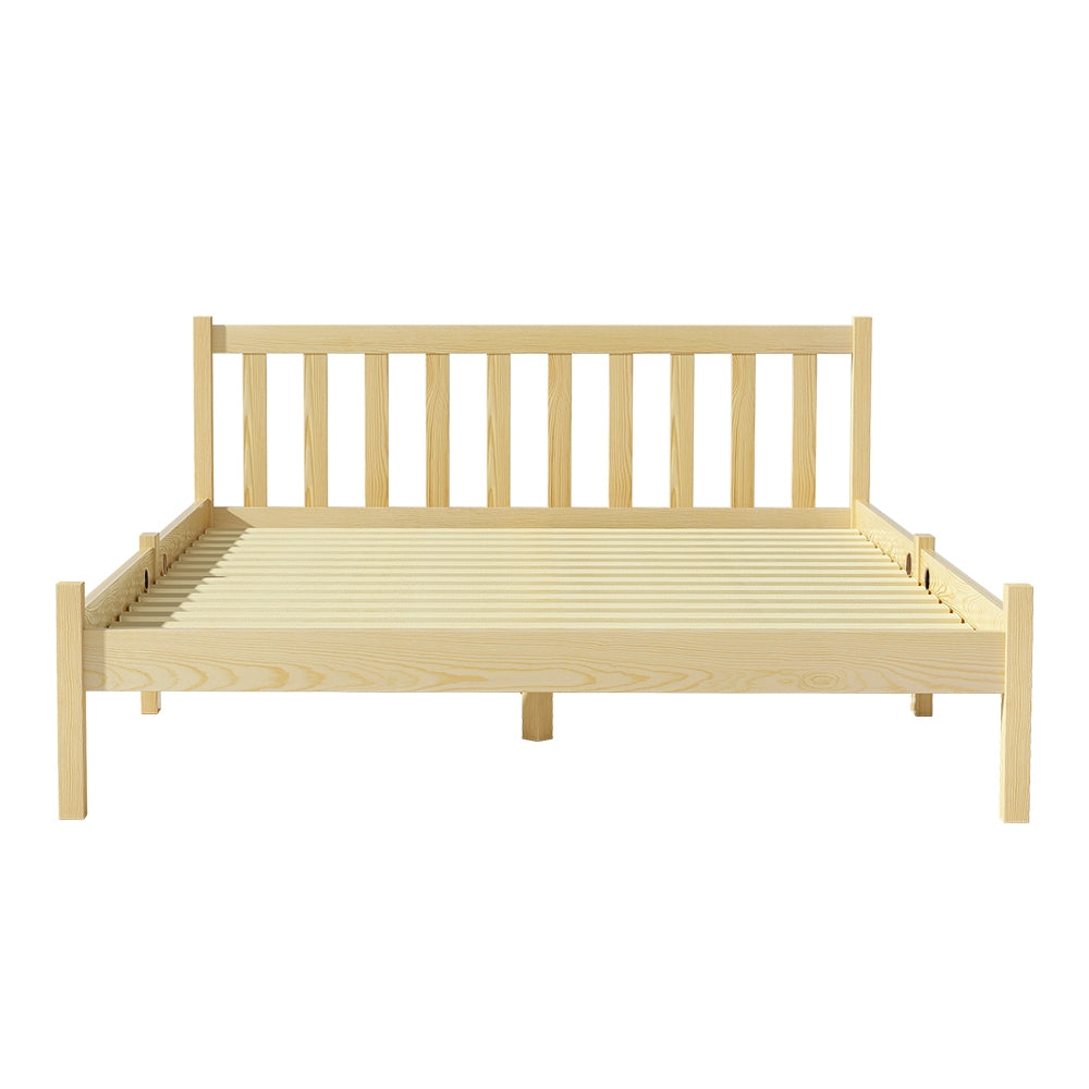 Artiss Bed Frame Wooden Double Size Bed Base Pine Timber Mattress Foundation Oak-Bed Frames-PEROZ Accessories