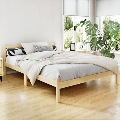 Artiss Bed Frame Wooden Double Size Bed Base Pine Timber Mattress Foundation Oak-Bed Frames-PEROZ Accessories