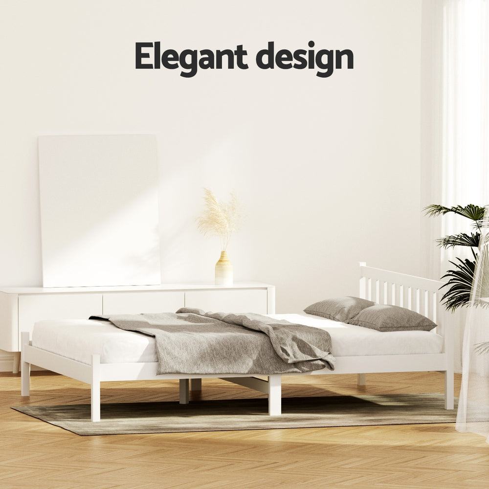 Artiss Double Full Size Wooden Bed Frame SOFIE Pine Timber Mattress Base Bedroom-Furniture > Bedroom-PEROZ Accessories
