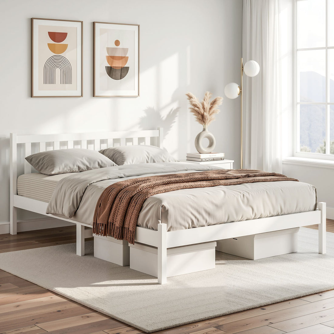 Artiss Wooden Bed Frame Queen Size Pine Timber Mattress Base Bedroom-Bed Frames-PEROZ Accessories