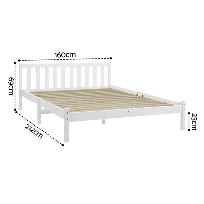 Artiss Wooden Bed Frame Queen Size Pine Timber Mattress Base Bedroom-Bed Frames-PEROZ Accessories
