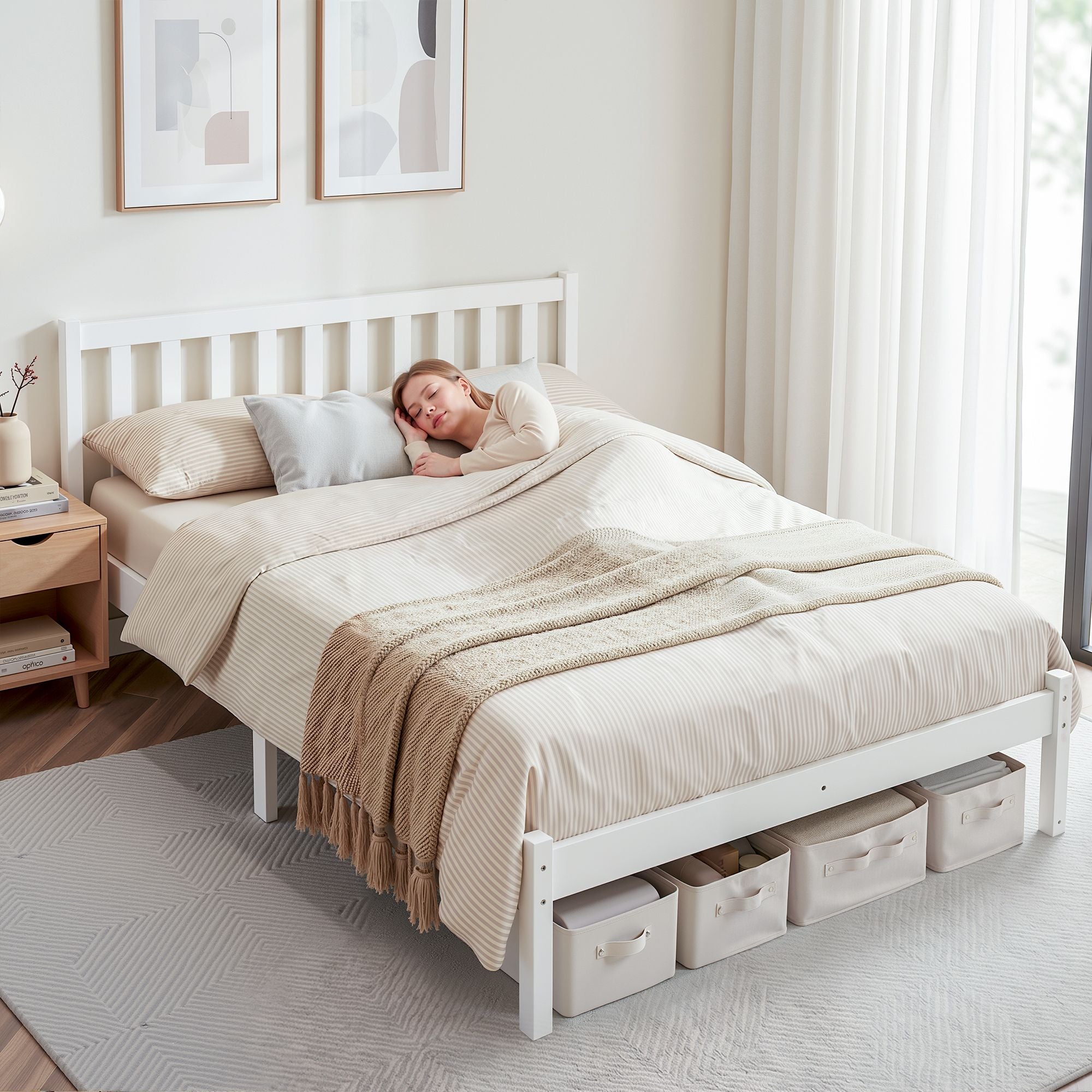 Artiss Wooden Bed Frame Queen Size Pine Timber Mattress Base Bedroom-Bed Frames-PEROZ Accessories