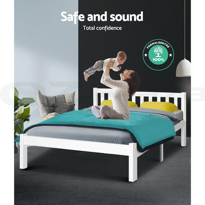 Artiss Wooden Bed Frame Queen Size Pine Timber Mattress Base Bedroom-Bed Frames-PEROZ Accessories