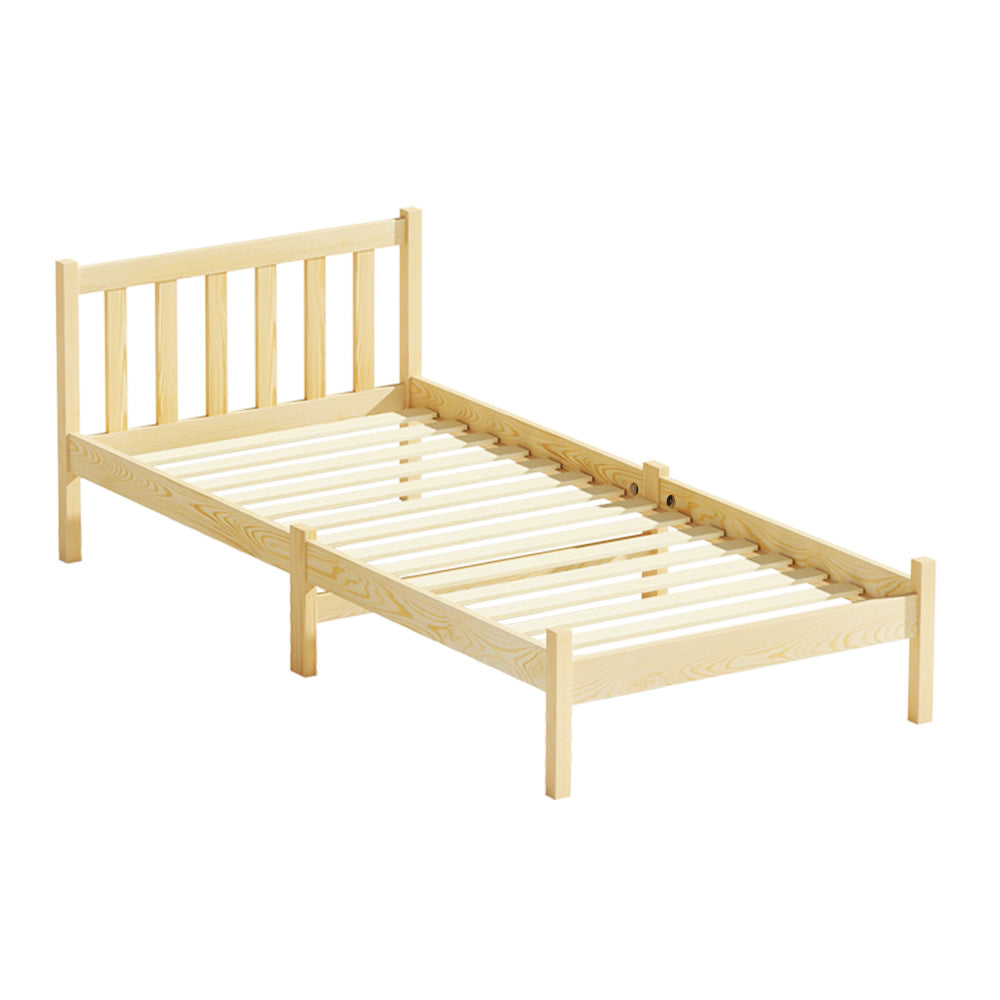 Artiss Bed Frame Wooden Single Size SOFIE Pine Timber Mattress Base OAK-Furniture &gt; Bedroom-PEROZ Accessories