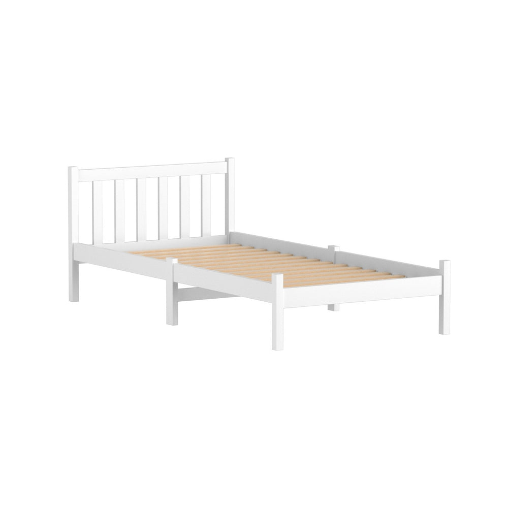 Single Size Wooden Bed Frame - White-Bed Frames-PEROZ Accessories