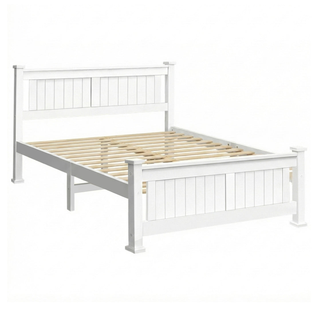 Double Size Wooden Bed Frame - White-Bed Frames-PEROZ Accessories