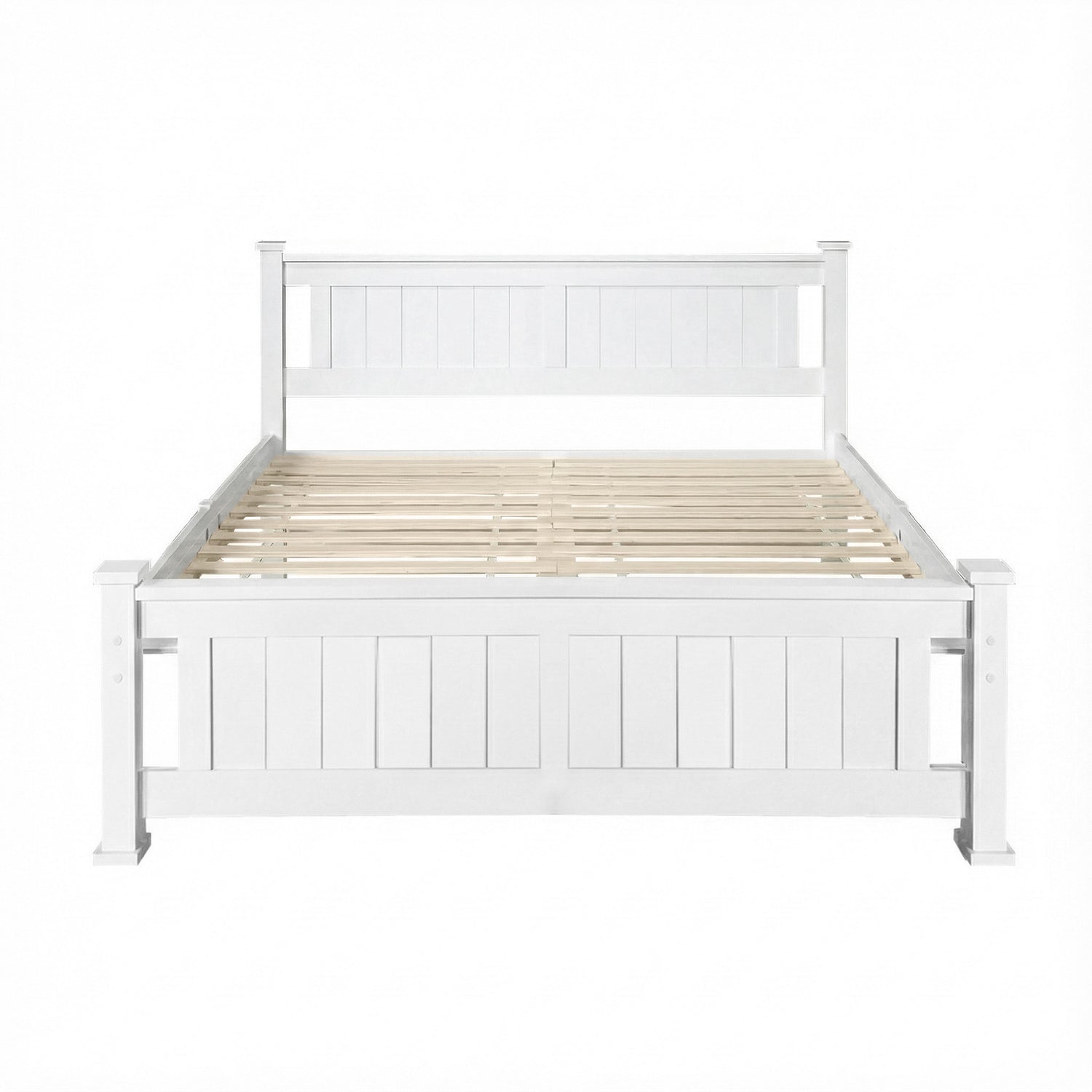 Double Size Wooden Bed Frame - White-Bed Frames-PEROZ Accessories