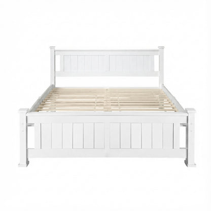 Double Size Wooden Bed Frame - White-Bed Frames-PEROZ Accessories