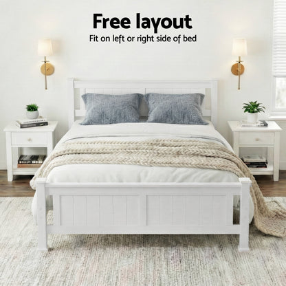 Double Size Wooden Bed Frame - White-Bed Frames-PEROZ Accessories