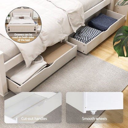 Artiss Bed Frame Double Size Wooden Platform with 2 Storage Drawers White RIO-Furniture > Bedroom > Beds &amp; Bed Frames-PEROZ Accessories