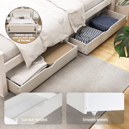 Artiss Bed Frame Double Size Wooden Platform with 2 Storage Drawers White RIO-Furniture &gt; Bedroom &gt; Beds &amp; Bed Frames-PEROZ Accessories