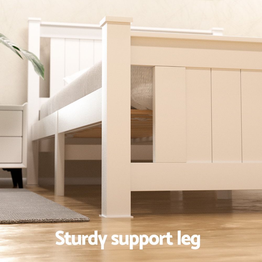 Artiss Bed Frame Queen Size Wooden Platform with 2 Storage Drawers White RIO-Furniture > Bedroom > Beds &amp; Bed Frames-PEROZ Accessories