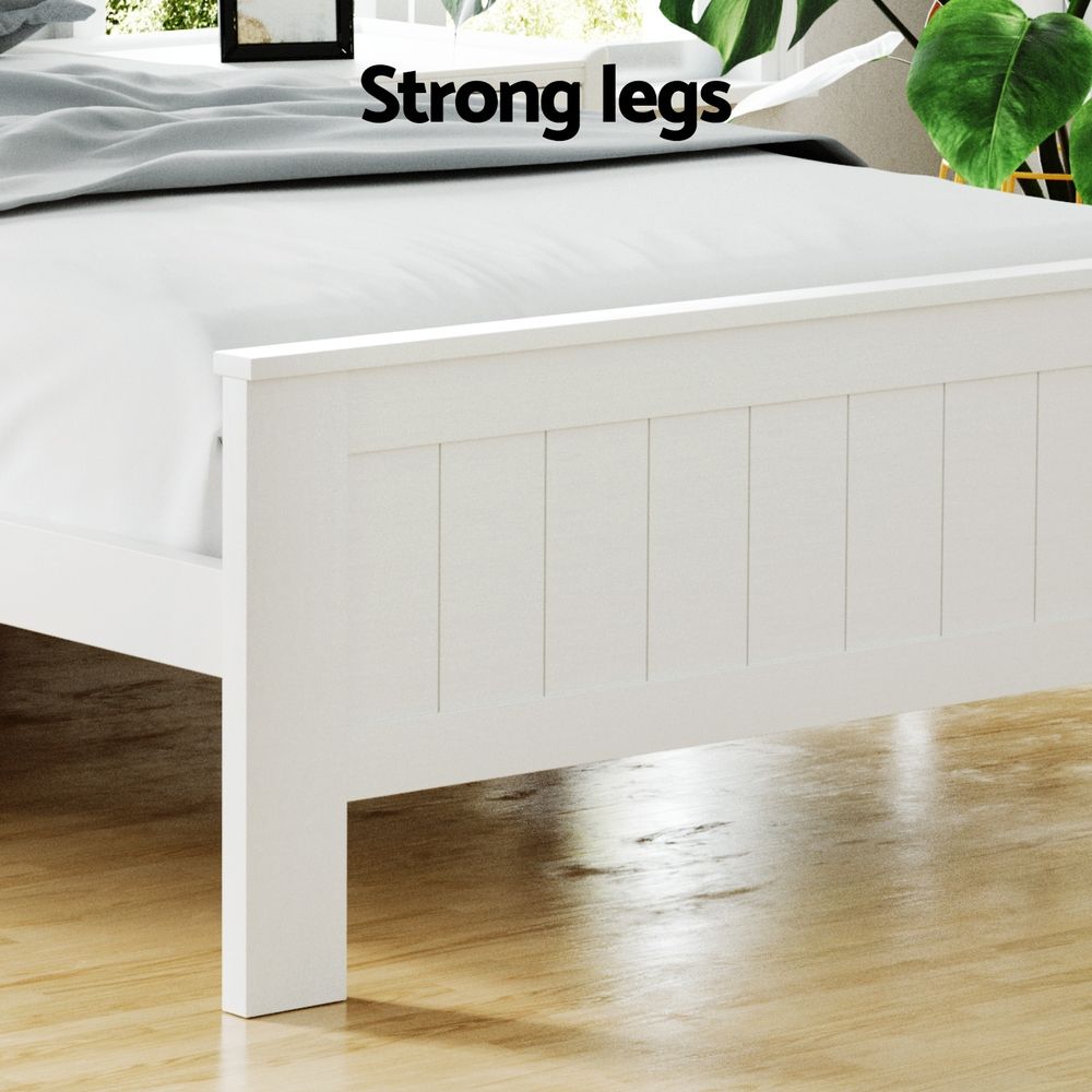 Artiss Bed Frame King Single Size Wooden with 3 Shelves Bed Head White-Bed Frames-PEROZ Accessories