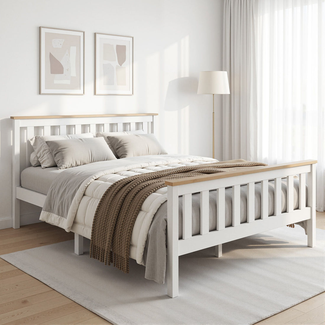 Artiss Double Full Size Wooden Bed Frame PONY Timber Mattress Base Bedroom Kids-Bed Frames-PEROZ Accessories