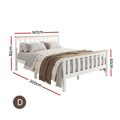 Artiss Double Full Size Wooden Bed Frame PONY Timber Mattress Base Bedroom Kids-Bed Frames-PEROZ Accessories