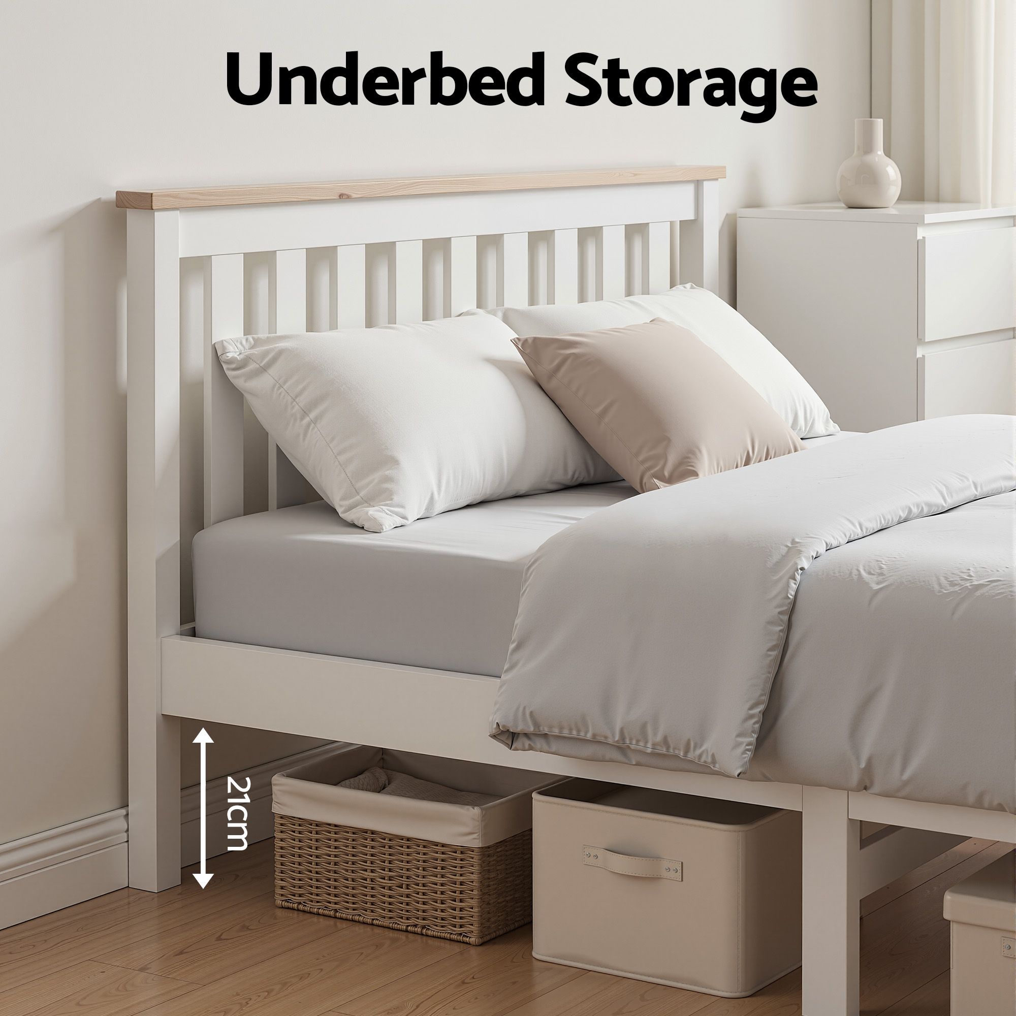 Artiss Double Full Size Wooden Bed Frame PONY Timber Mattress Base Bedroom Kids-Bed Frames-PEROZ Accessories