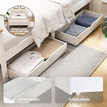 Artiss Bed Frame Double Size Wooden Platform with 2 Storage Drawers White PONY-Furniture > Bedroom > Beds &amp; Bed Frames-PEROZ Accessories