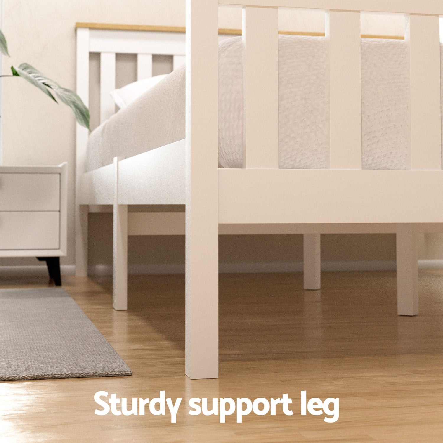 Artiss Bed Frame Double Size Wooden Platform with 2 Storage Drawers White PONY-Furniture > Bedroom > Beds &amp; Bed Frames-PEROZ Accessories
