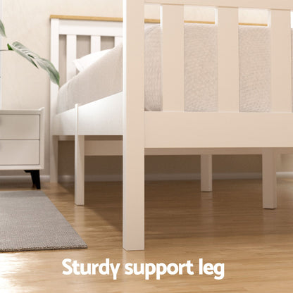 Artiss Bed Frame Double Size Wooden Platform with 2 Storage Drawers White PONY-Furniture > Bedroom > Beds &amp; Bed Frames-PEROZ Accessories