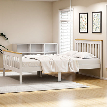 Artiss Bed Frame Double Size Wooden Platform with 2 Storage Drawers White PONY-Furniture > Bedroom > Beds &amp; Bed Frames-PEROZ Accessories