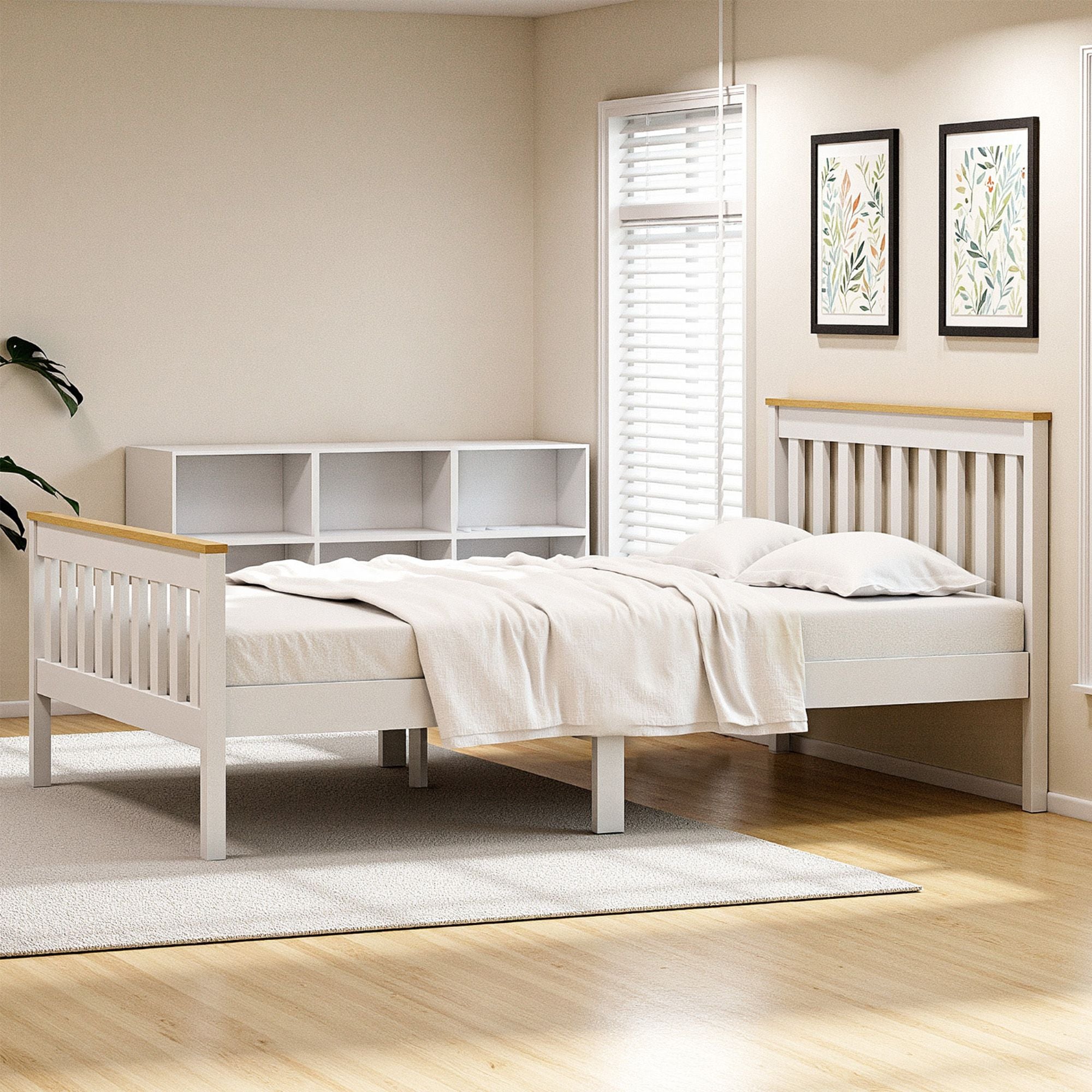 Artiss Bed Frame Single Size Wooden Platform with 2 Storage Drawers White PONY-Furniture > Bedroom > Beds &amp; Bed Frames-PEROZ Accessories