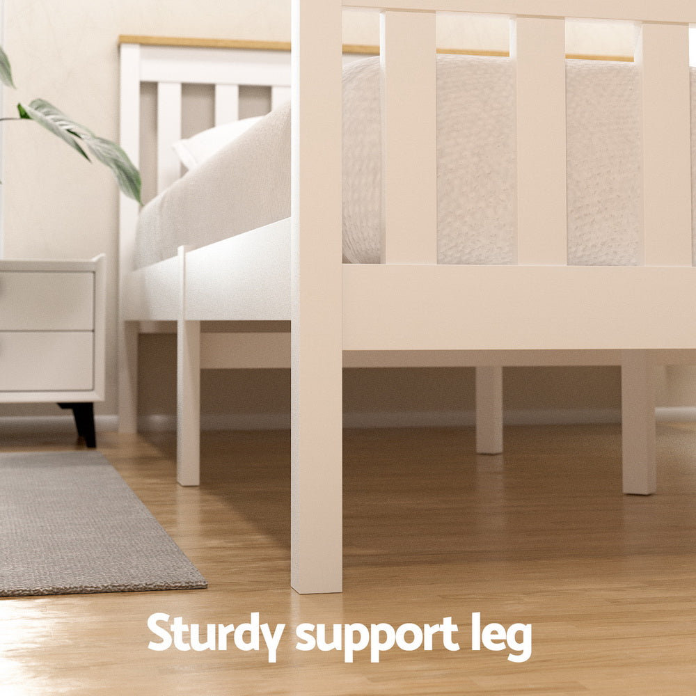 Artiss Bed Frame Single Size Wooden Platform with 2 Storage Drawers White PONY-Furniture &gt; Bedroom &gt; Beds &amp; Bed Frames-PEROZ Accessories