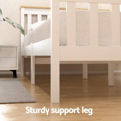 Artiss Bed Frame Single Size Wooden Platform with 2 Storage Drawers White PONY-Furniture &gt; Bedroom &gt; Beds &amp; Bed Frames-PEROZ Accessories