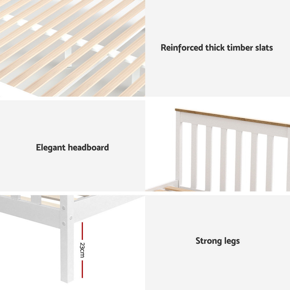 Artiss Bed Frame Single Size Wooden Platform with 2 Storage Drawers White PONY-Furniture &gt; Bedroom &gt; Beds &amp; Bed Frames-PEROZ Accessories