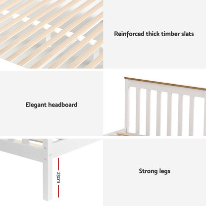 Artiss Bed Frame Single Size Wooden Platform with 2 Storage Drawers White PONY-Furniture &gt; Bedroom &gt; Beds &amp; Bed Frames-PEROZ Accessories