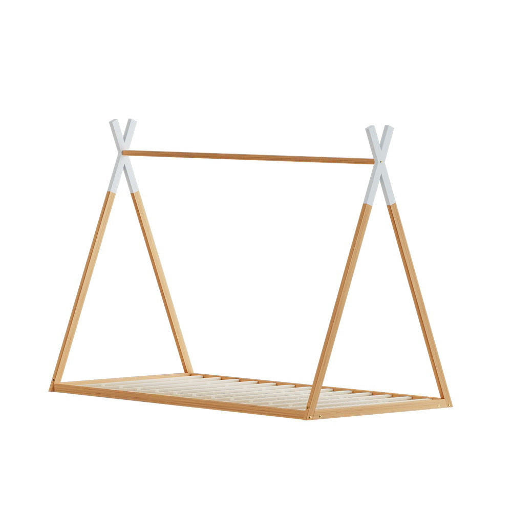 Artiss Bed Frame Wooden Kids House Single Frame Oak ENID-Furniture &gt; Bedroom-PEROZ Accessories