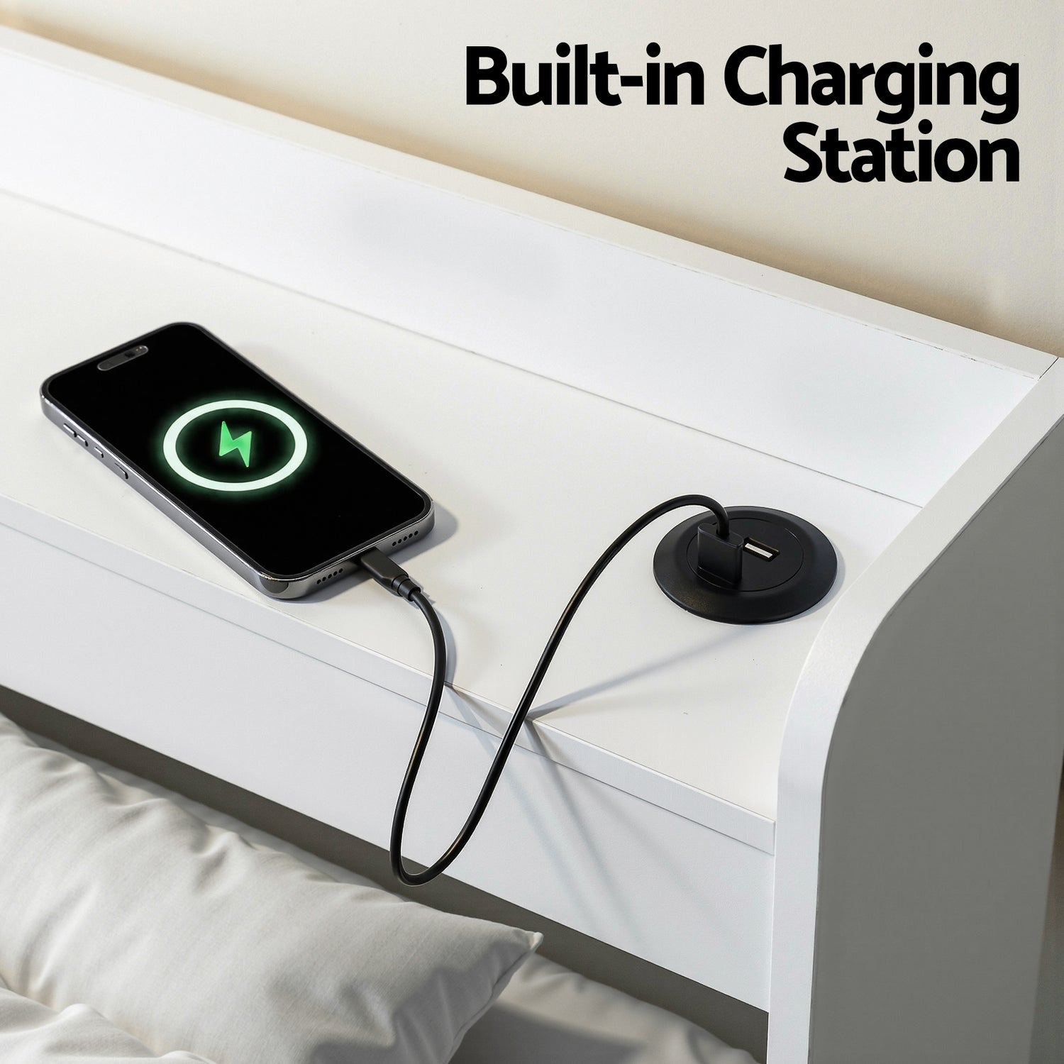 Artiss Bed Frame King Single Size with Charging Ports and 2 Drawers AURA