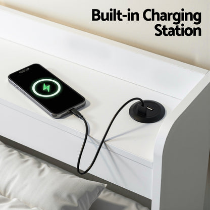 Artiss Bed Frame King Single Size with Charging Ports and 2 Drawers AURA