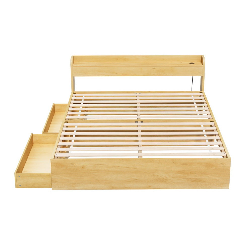 Artiss Bed Frame Queen Size with Charging Ports and 2 Drawers AURA-Furniture > Dining > Kitchen &amp; Dining Chairs-PEROZ Accessories